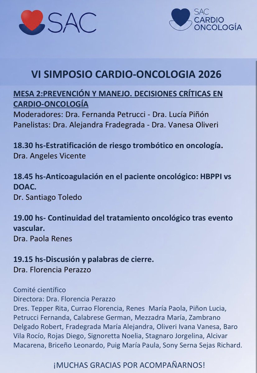 CardiOncoSAC's tweet photo. VI Simposio de cardio oncología 2026.
22 de mayo de 16:30 a 19:30 horas https://t.co/7jXfj1sZ98