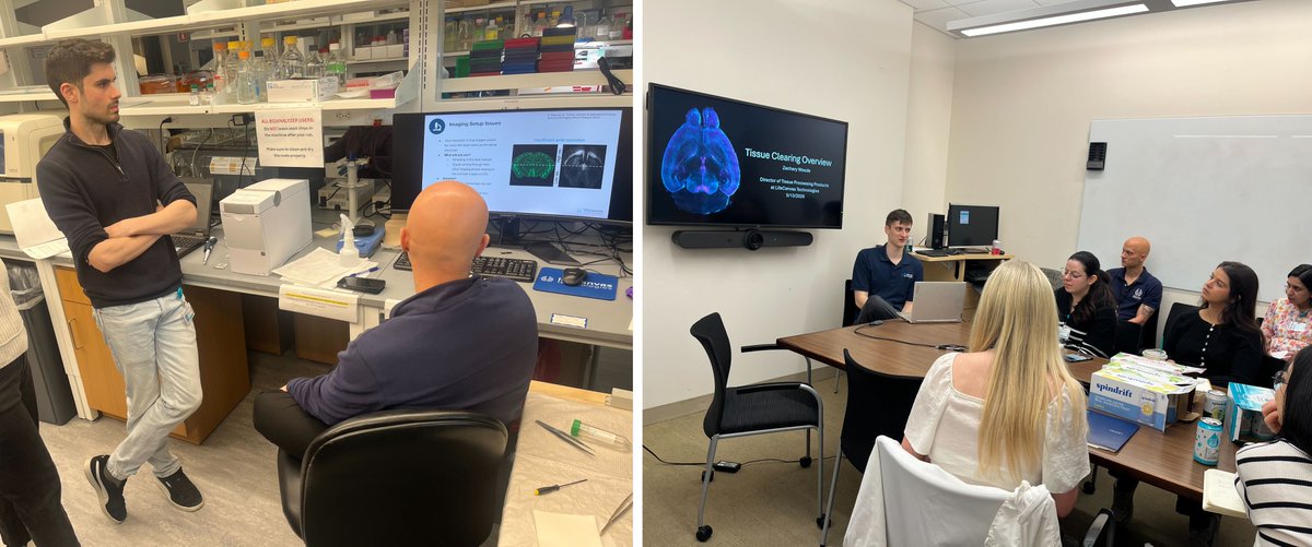 LifeCanvasTech's tweet photo. Last week, we dove into 3D #tissueclearing and #lightsheet imaging with researchers at Brigham &amp; Women's Hospital. Thanks Drs. Charles Jennings &amp; Lai Ding for hosting us at the NeuroTechnology Studio! Want to host a LifeCanvas workshop at your core? ✉️: https://t.co/QXfCc4PMeh https://t.co/sHkDSLvHWi