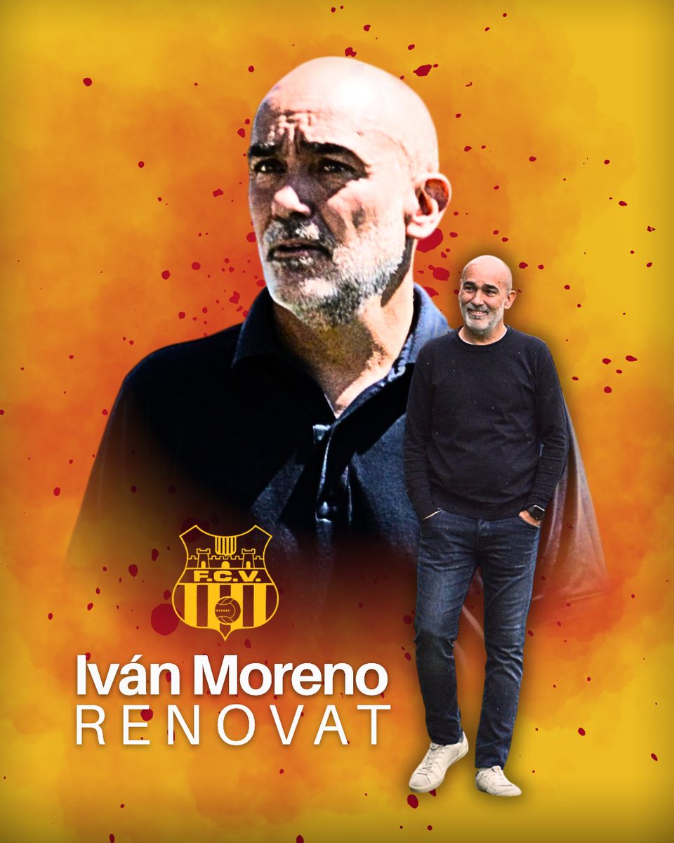 FCVilafranca's tweet photo. ✍️ Iván Moreno referma el seu compromís amb el Futbol Club Vilafranca i continuarà liderant el projecte esportiu de la temporada 2026/27. https://t.co/XmVaR8tM8M
