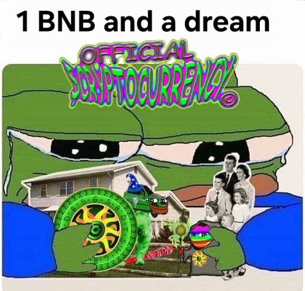 rizing_j's tweet photo. 1 BNB and a dream. 

That's all you need when your 
$Cryptocurrency
is as OFFICIAL as mine. 

Cryptobonk . XYZ https://t.co/72VZ1p02TY