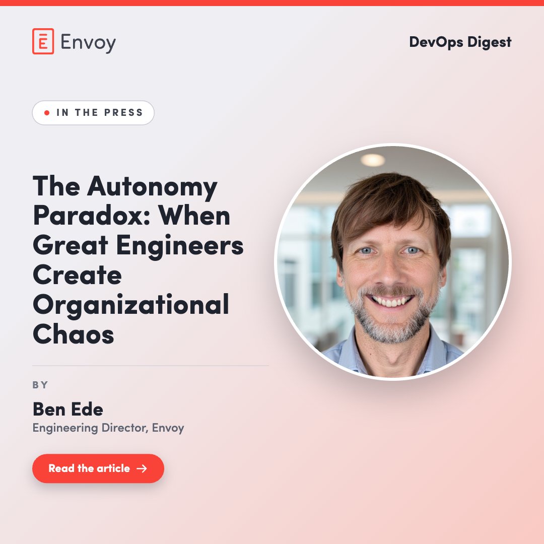 envoy's tweet photo. Great engineering teams don’t just align on goals — they align on meaning.

Ben Ede, Engineering Director at Envoy, explores how shared definitions help teams scale without losing ownership.

👉 Read the piece: https://t.co/MqcjJoN6Gk https://t.co/U5WsFKLW8N