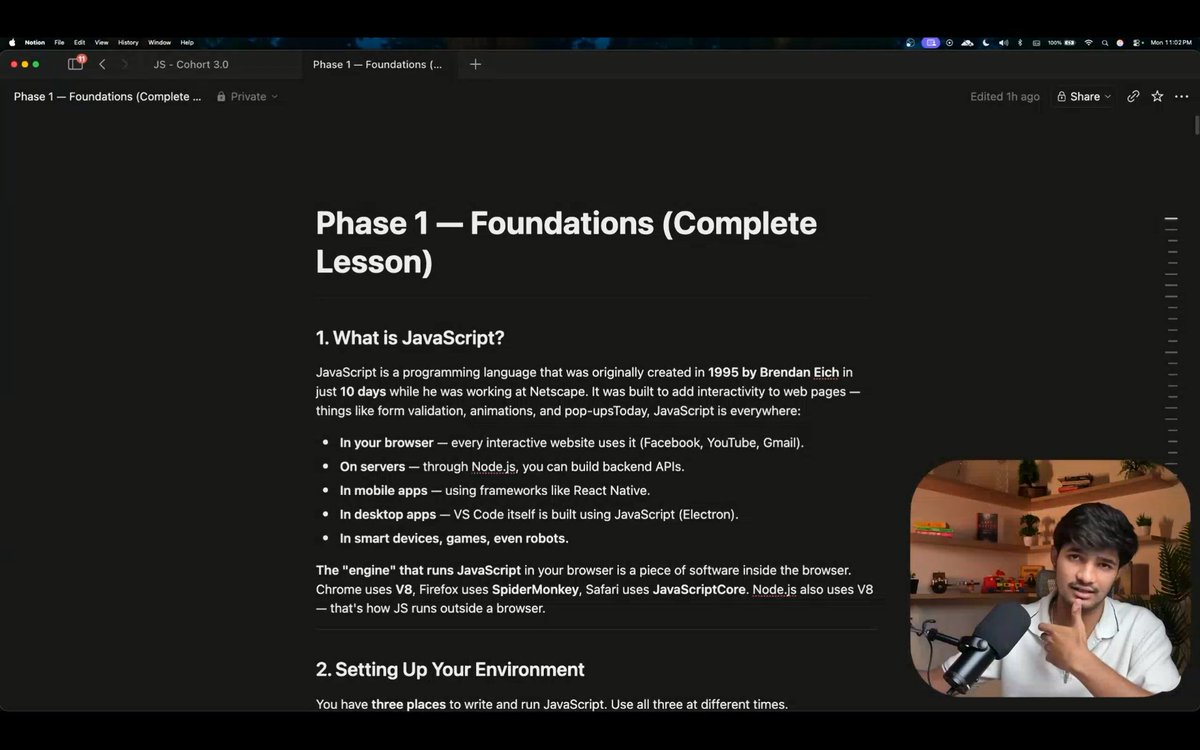 carryxode's tweet photo. Origins, primitive types, console methods, variables &amp; arithmetic — basics locked in.

Small steps. Solid foundation. 🚀

Learning with @sarthacksharma  at @sheryians_ 

#JavaScript #WebDev #Sheryians https://t.co/ldbJNNYs9E