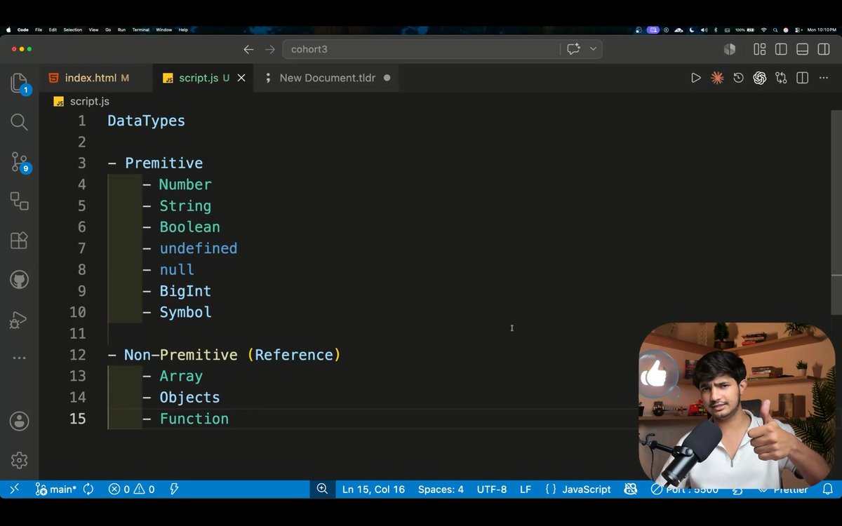carryxode's tweet photo. Origins, primitive types, console methods, variables &amp; arithmetic — basics locked in.

Small steps. Solid foundation. 🚀

Learning with @sarthacksharma  at @sheryians_ 

#JavaScript #WebDev #Sheryians https://t.co/ldbJNNYs9E