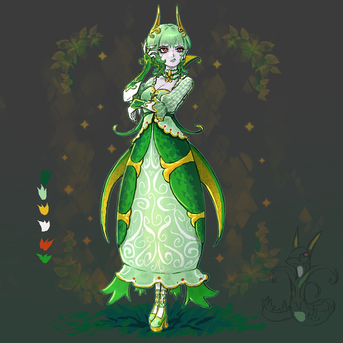 Reroller16's tweet photo. Serperior gijinka doodle https://t.co/woDKinFtDi