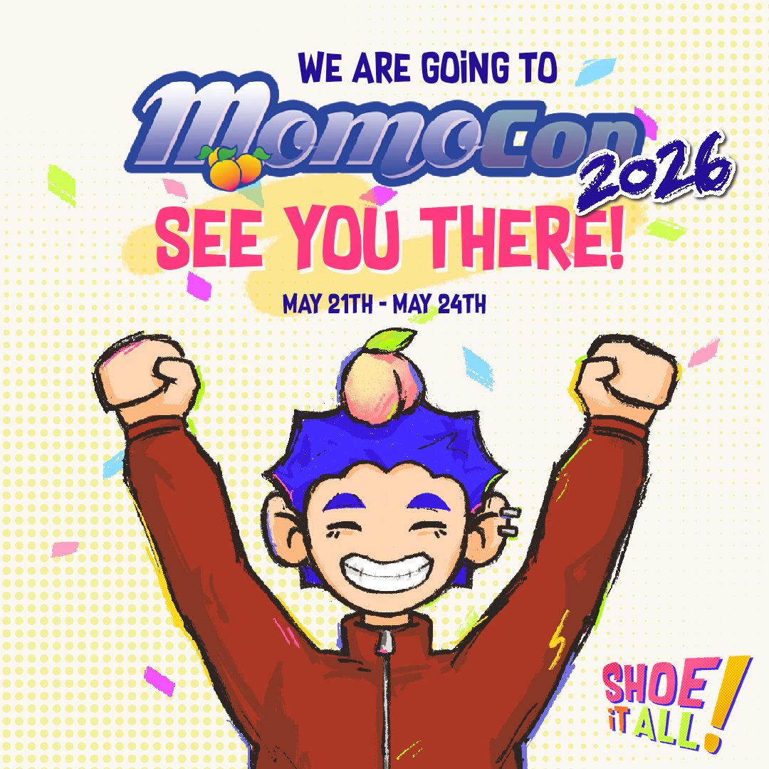AmberbiteGames's tweet photo. We’re heading to MomoCon! 🎉

Stop by to play a special build of Shoe It All, grab some limited edition stickers, and see if you can beat our speedrun record. 👟⏱️

Come say hi, we’d love to meet you!
#MomoCon #gamedev https://t.co/F5apF2Hn7M