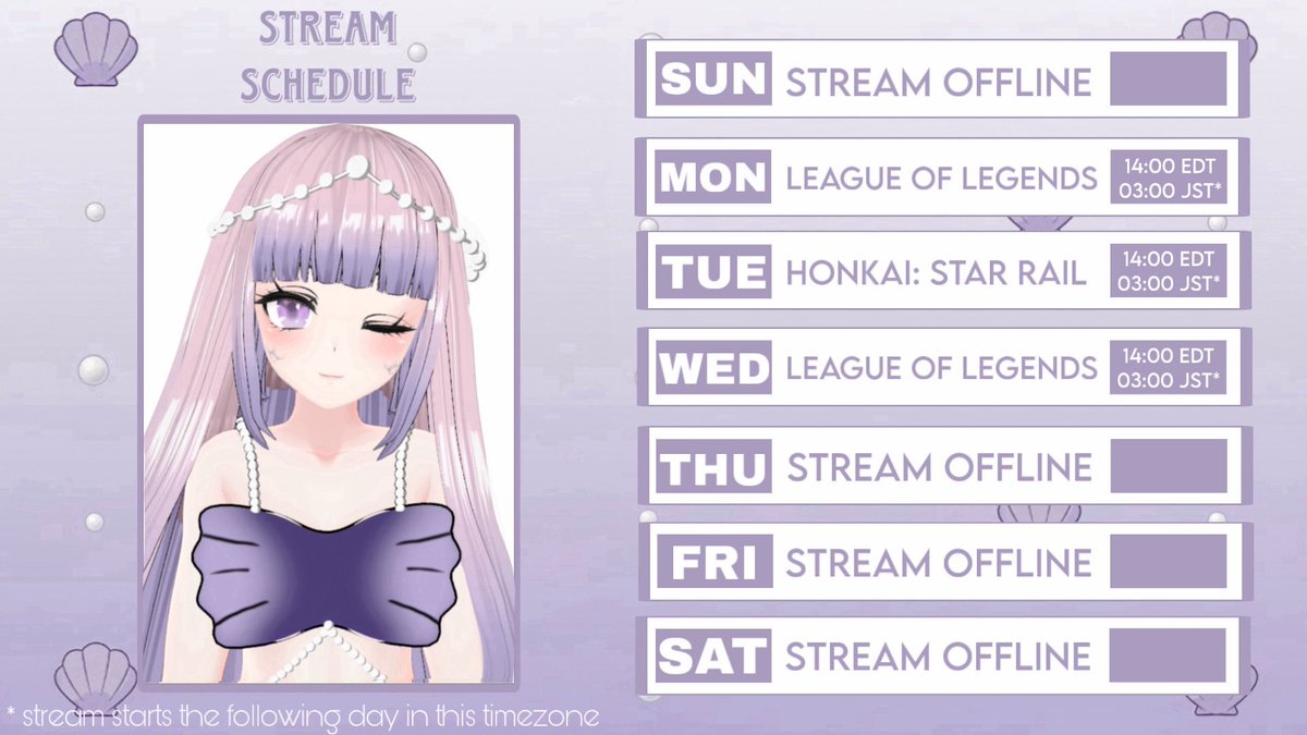 SyreneVTuber's tweet photo. 🫧 WEEKLY SCHEDULE 🫧 
~ . ~ . May 17th - May 23rd. https://t.co/Dt7RoTR3LI