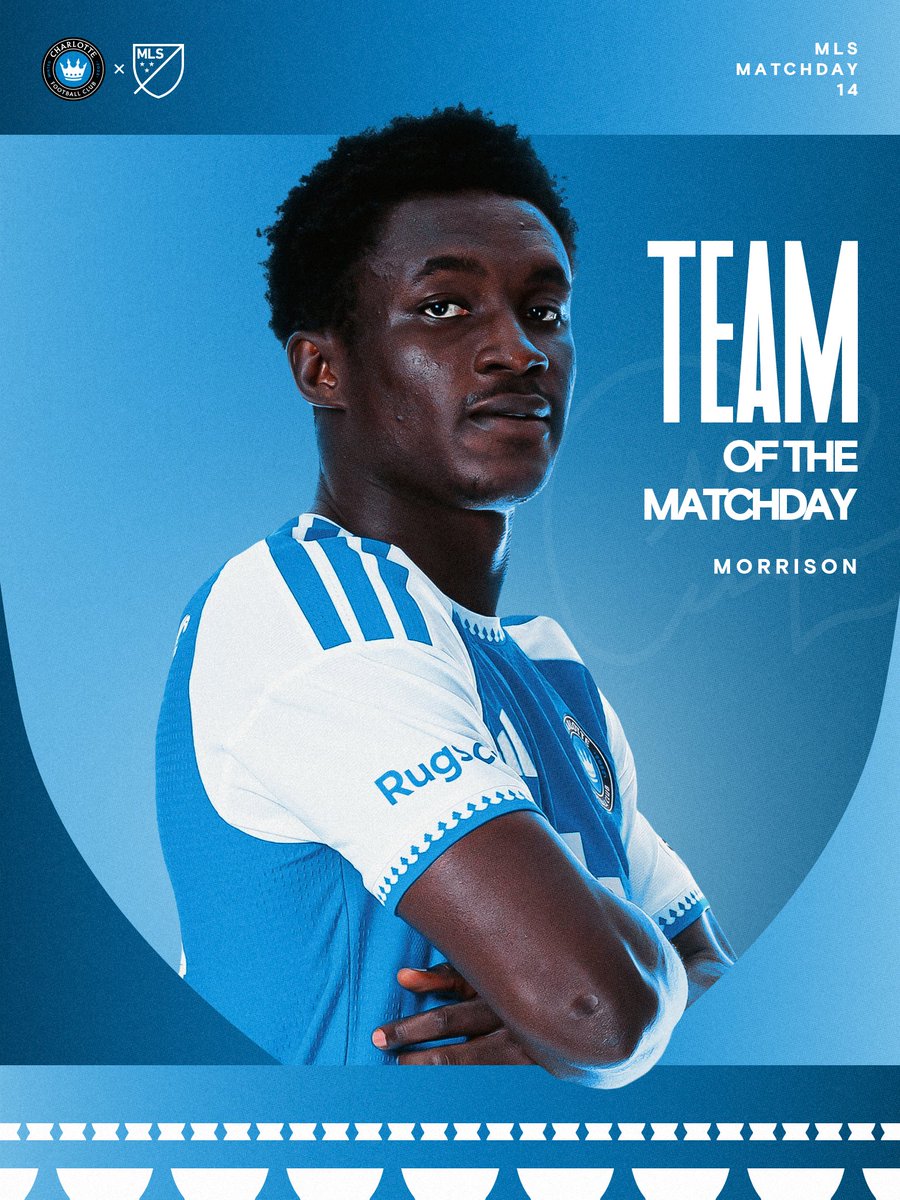 CharlotteFC's tweet photo. Big honors for Big Mo 💫

Morrison is named to his first-ever @MLS Team of the Matchday! https://t.co/soR374k2P3