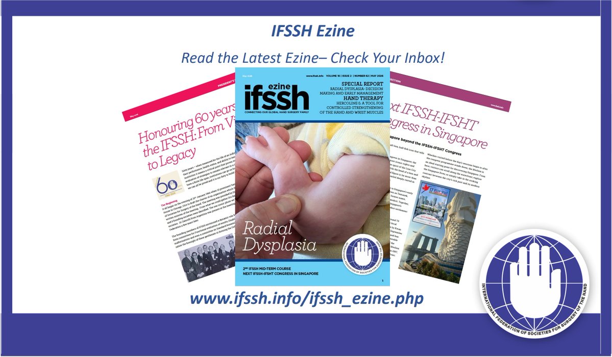 IFSSHand's tweet photo. Exciting updates await, now that the latest Ezine of May 2026 just landed in your inbox. 🌍📰 Get the latest updates in hand surgery from societies around the world at https://t.co/PuJikyIIKD. ✋ 🌍🌎✋@bsshand https://t.co/LdaAFIsVzT