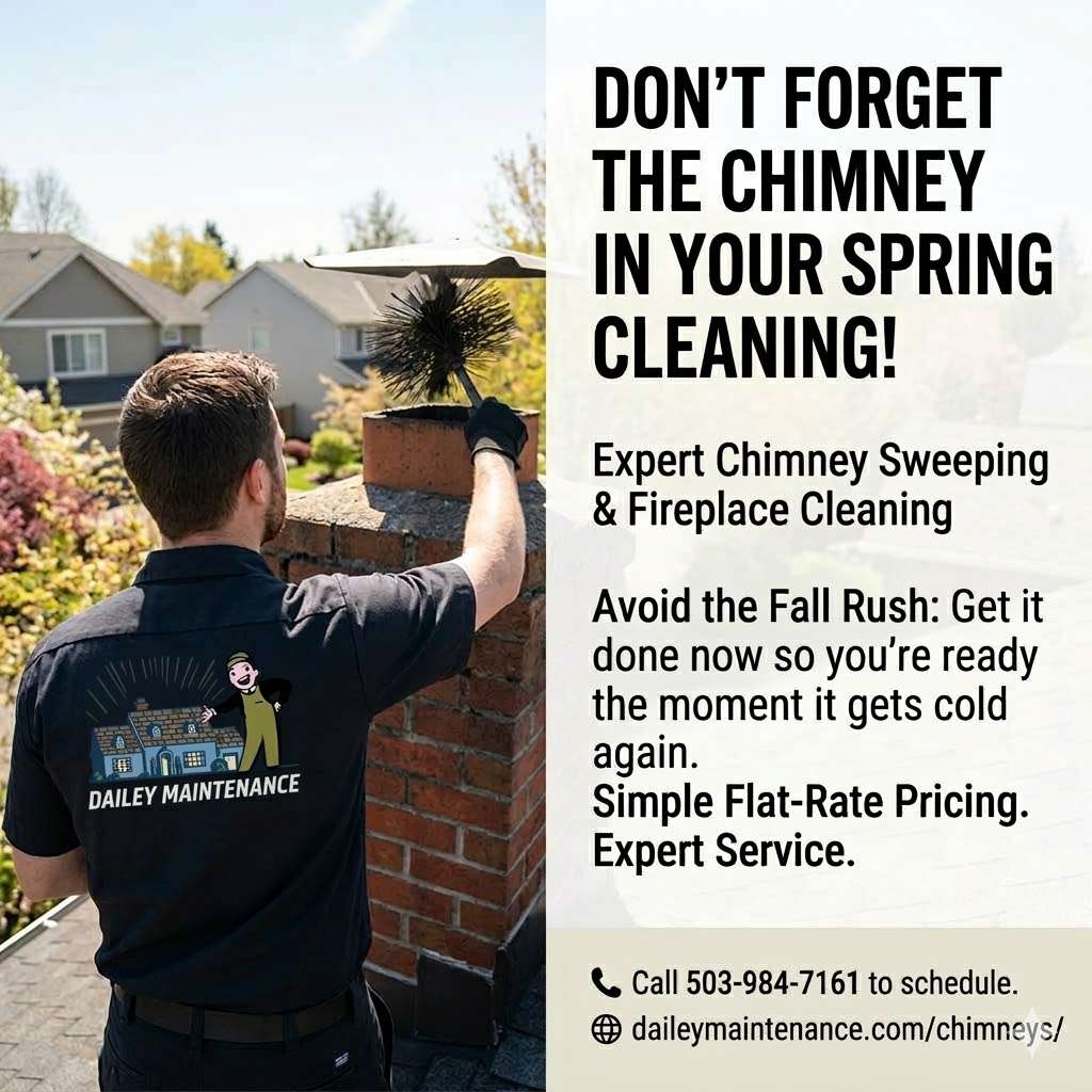 DaileyMaint's tweet photo. Don’t forget the chimney in your Spring Cleaning! 🧹✨

📞 Call 503-984-7161 to schedule.
🌐 https://t.co/ClgSgiqb1j

#SpringCleaning #ChimneySweeping #HomeMaintenance #FireplaceSafety https://t.co/7VNYJ7HuWc