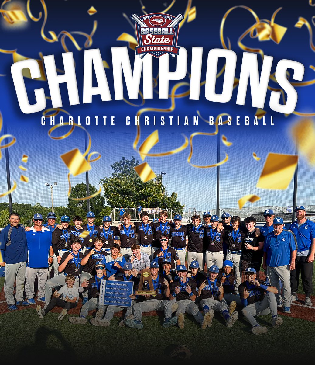 CharChristAD's tweet photo. 𝗡𝗖𝗜𝗦𝗔𝗔 𝟰𝗔 𝗕𝗮𝘀𝗲𝗯𝗮𝗹𝗹 𝗦𝘁𝗮𝘁𝗲 𝗖𝗵𝗮𝗺𝗽𝗶𝗼𝗻𝘀

Congratulations to Charlotte Christian Baseball, the 2026 NCISAA 4A Baseball State Champions! 

@charchristiannc @CHRISTIANBSBALL https://t.co/GyUa5GIIUQ