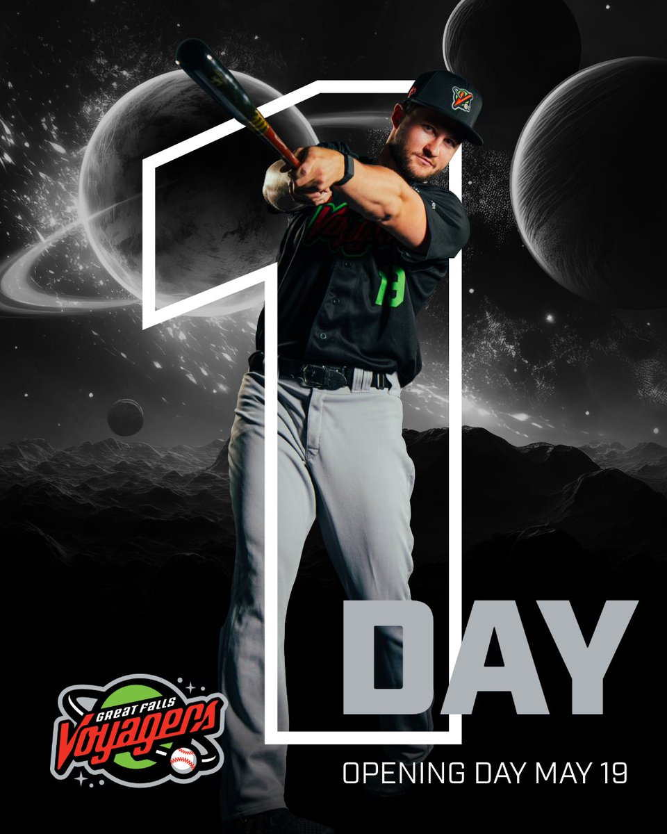 GoGFVoyagers's tweet photo. 1 day until the season launches! 🚀 
Join us Tuesday night as we open the season against the Glacier Range Riders at 6:30 pm ⚾️ 
Get your tickets today https://t.co/t3xBtes6I0 https://t.co/Ikile6Gb1X