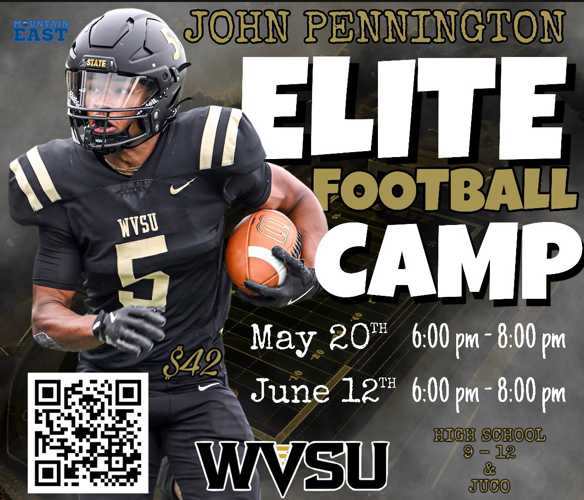 WvsuFootball's tweet photo. May 20th Camp is 2 DAYS AWAY ‼️

➖ Use the QR Code to register! https://t.co/OFQn60jJa9