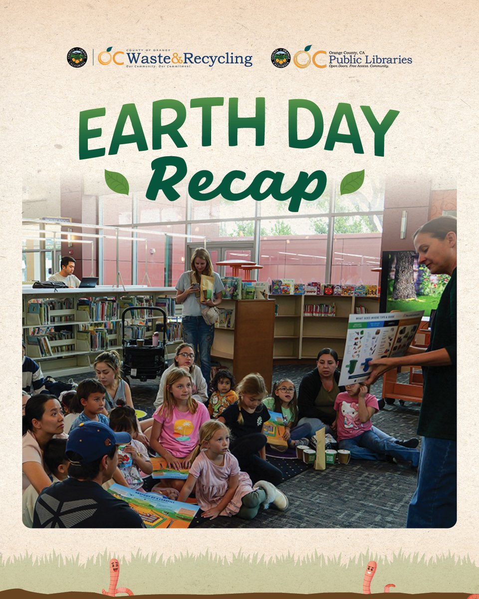 ocwaste's tweet photo. 🌍✨ We had an amazing time cohosting Earth Day event with @ocpubliclibraries, celebrating sustainability and community! Across 32 branches, we shared fun, hands-on activities and resources that brought environmental awareness to life. 💚📚 https://t.co/IxItU79AN1