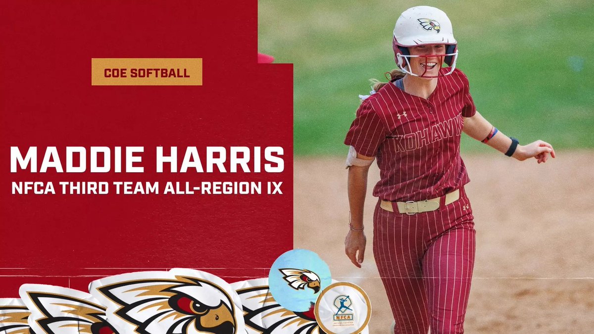 CoeAthletics's tweet photo. Maddie Harris named third team all-region by NFCA.

@CoeSoftball 
📰https://t.co/Jd8FkF8fwA

#KohawkNation https://t.co/4tEewu1OVM