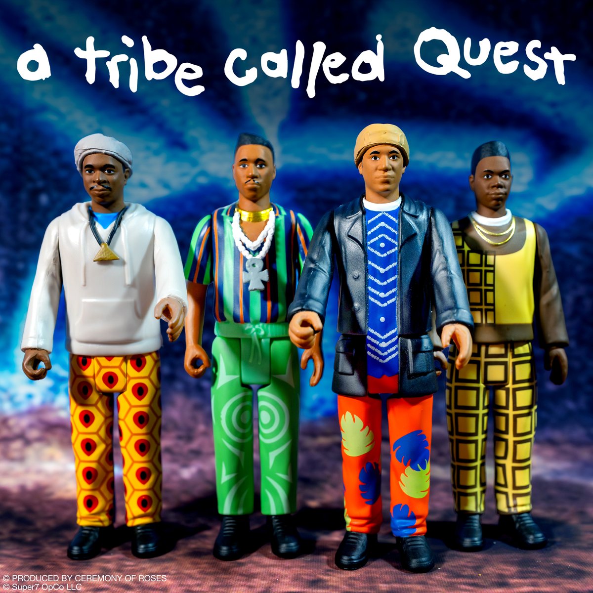 super7store's tweet photo. Follow in these tracks! Celebrate A Tribe Called Quest’s debut album, People’s Instinctive Travels and the Paths of Rhythm with this first-ever 4-pack of ReAction Figures. Wallet included! #Super7 https://t.co/HnSBl2GPM2