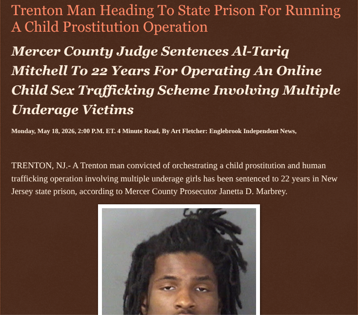 ArtFletcher9's tweet photo. Trenton Man Heading To State Prison For Running A Child Prostitution Operation https://t.co/uUpuT542zK via @Englebrooknews #NewJersey #CrimeNews #MercerCountyNJ #TrentonNJ #StatePrison #Child #Prostitution #Operation @HRG_Media @LodiNJNews @fordmb1 @SarahGeving1 @Shannon96574094 @DanCook26214426 @Daytobehappy @janninereid1 @gator4kb18 @TrumpWasRite2 @KathyKbrose @RobGerundo @JimBobW49