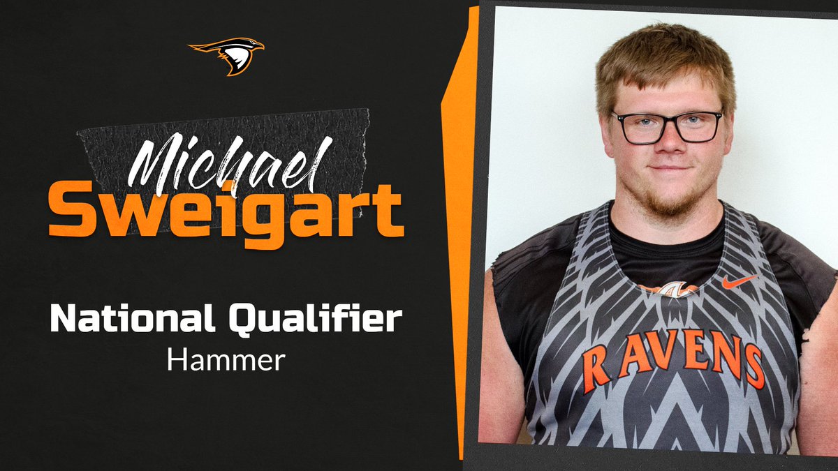 AthleticsAU's tweet photo. A HUGE congrats to Anderson Men's Track &amp; Field's Michael Sweigart for qualifying for nationals in the hammer! #SoarRavensSoar #GBGR https://t.co/1MQc79mIKN