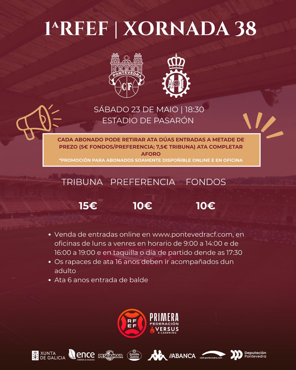 PontevedraCFSAD's tweet photo. 🚨 AMPLIAMOS OPERACIÓN #ENCHERPASARON

👉 Cada abonado terá a opción de retirar ATA DÚAS entradas a metade de prezo ♥️

Pasarón marcará o primeiro gol ⚽️

Os nosos vos necesitan 🥹 https://t.co/zRb40YMGIx