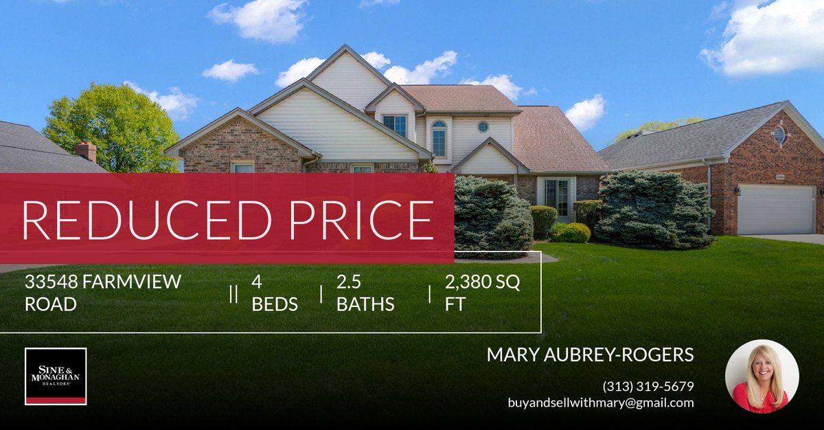 MarySells's tweet photo. 📍 Reduced Price 📍 This recently reduced home at 33548 Farmview Road in Fraser won't last long, so, don't wait to set up a showing! Reach out here or at (313) 319-5679 for more information!

Mary Aubrey-Rogers
Sine &amp; Monag... https://t.co/YnjbbebieH https://t.co/Tpcez9VjoT