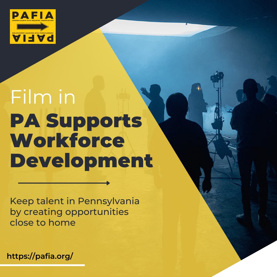 PAFIA's tweet photo. Film in PA supports workforce development across the Commonwealth.

From Sabre Equipment to @makefilmsco, it takes a skilled workforce to bring productions to life and keep talent working right here at home.

#PAFIA #FilmInPA #PAFilmIndustry https://t.co/ICnXpQnQGc