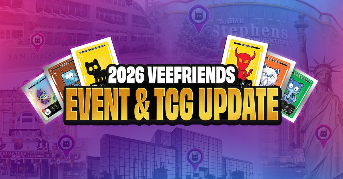 veefriends's tweet photo. Cardboard Summer is officially here!

We’re coast to coast for events, tournaments, and two more qualifiers on the road to the VeeFriends TCG Championship in NYC this October. 

Here's the full summer events lineup 🧵 https://t.co/0enqNXF8XY