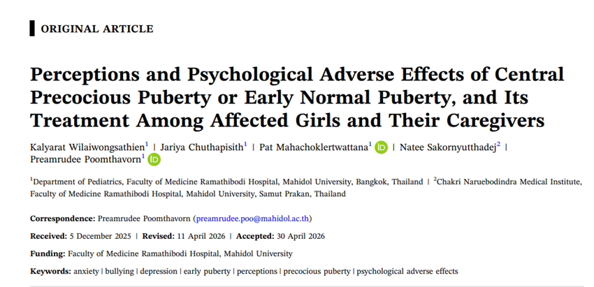 sociedadSEEN's tweet photo. Perceptions and Psychological Adverse Effects of Central Precocious Puberty or Early Normal Puberty, and Its Treatment Among Affected Girls and Their Caregivers
*Este estudio demostró que las niñas y sus cuidadores carecían de conocimientos suficientes sobre la pubertad precoz central idiopática
https://t.co/UCN3bUEQtZ
@GRUPOGIDSEEN