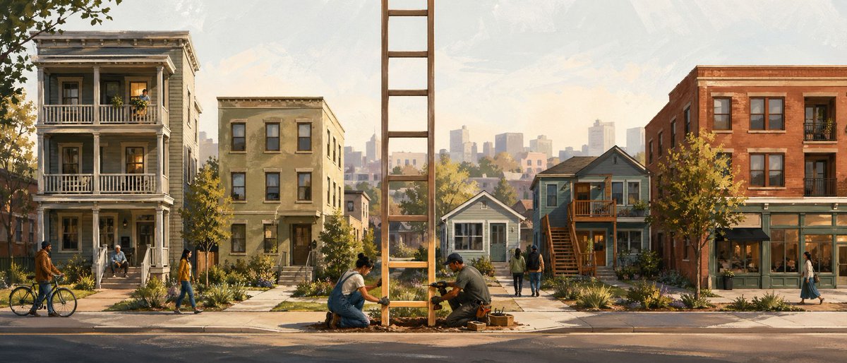 IncDevAlliance's tweet photo. We've made the cheapest forms of housing illegal, difficult, or financially impossible to produce, then we are shocked when the poorest folks can't find housing.

If we want fewer people living outside, we need to rebuild the housing ladder from the bottom up. https://t.co/BK94V2U4ji