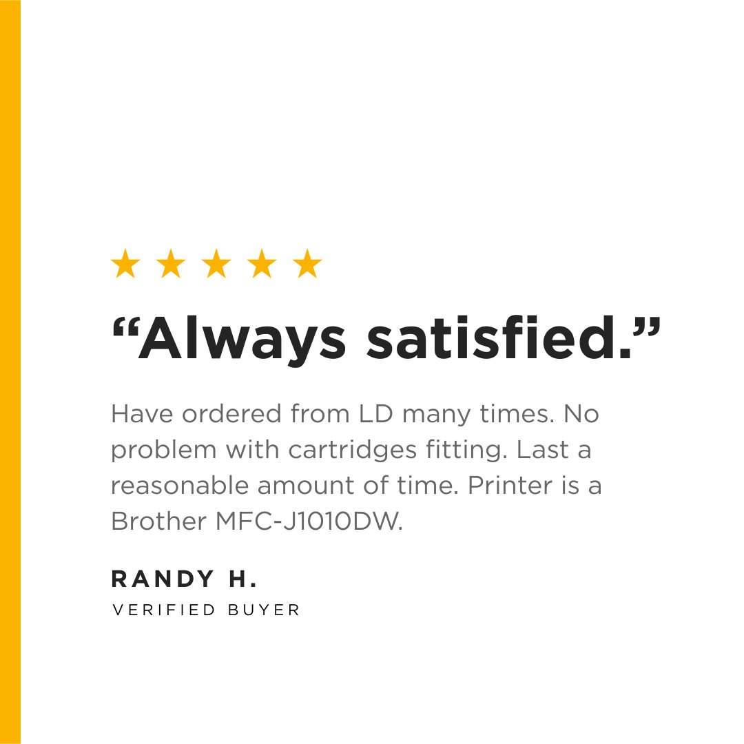 LDProducts's tweet photo. Thanks for the love, Randy! We're proud to keep your Brother MFC-J1010DW printing strong.

Shop current deals now: https://t.co/3nH5OneXXT https://t.co/rb0tSnBHTP