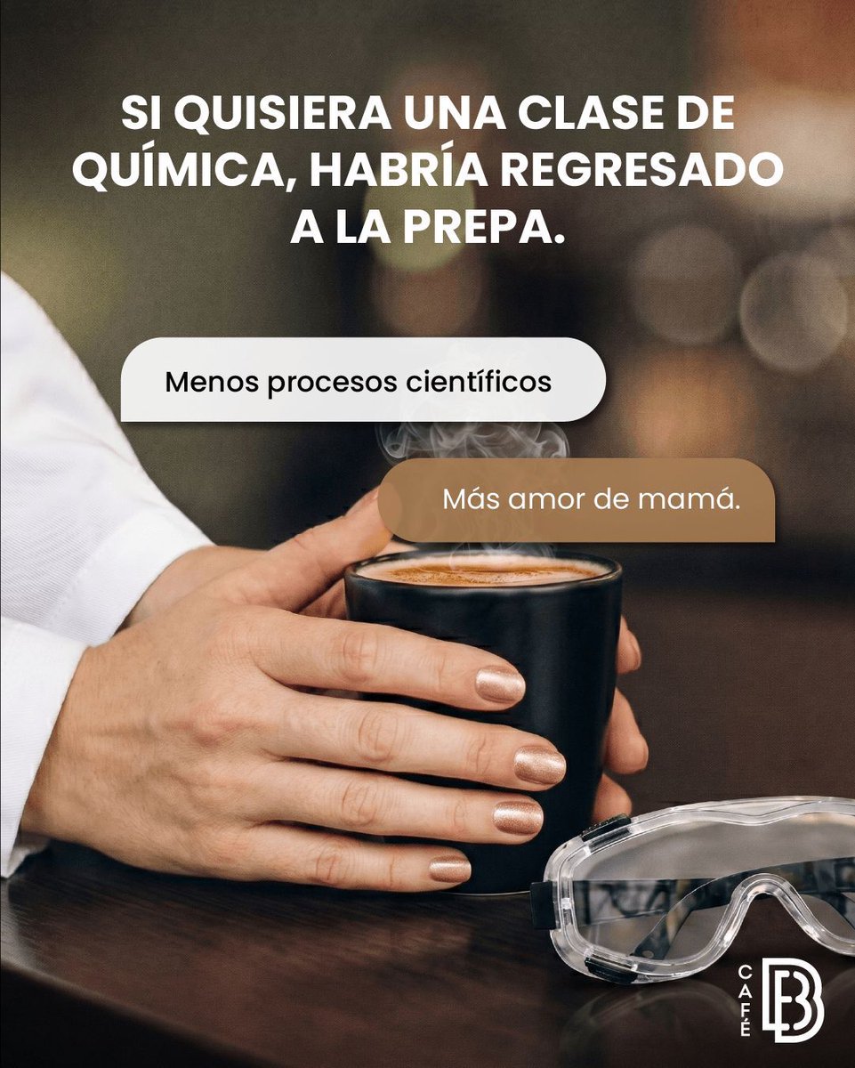 CafeBMx's tweet photo. Déjale la química a los científicos. 👩‍🔬
Nosotros preferimos hacer café a la antigüita: rico, calientito y con puro amor de casa. 🥰☕ Date una vuelta por Café B y tómate un respiro.

#CaféB #Coffeetime #Cabo #CDMX #Café https://t.co/Ue8fF2axRE