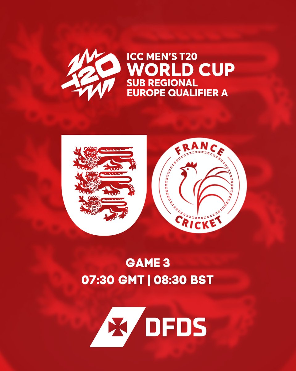 cricketinjersey's tweet photo. 🔴 MENS CRICKET 🔴

Set your alarm clocks! ⏰

It's an early start tomorrow as we take on @francecricket. Both teams currently unbeaten after 2 games.

Watch the game live via https://t.co/PNkb2FLzlX 📺

#backingred🇯🇪 | @dfds_ukire https://t.co/cTIwzNDs5S