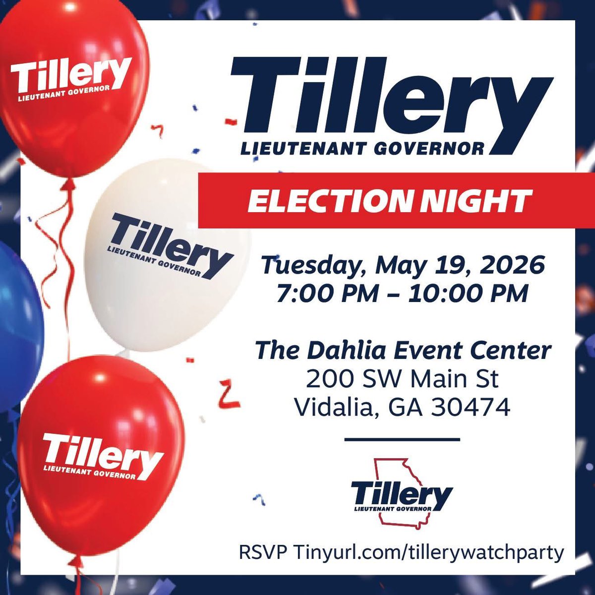 BlakeTillery's tweet photo. Make sure you vote, and get your friends and family to vote Tillery for Lieutenant Governor too!

Then join us at the Dahlia Event Center for an evening with friends as we watch the results come in. RSVP: https://t.co/amxuB2nQSY https://t.co/BEhJO1RqDL
