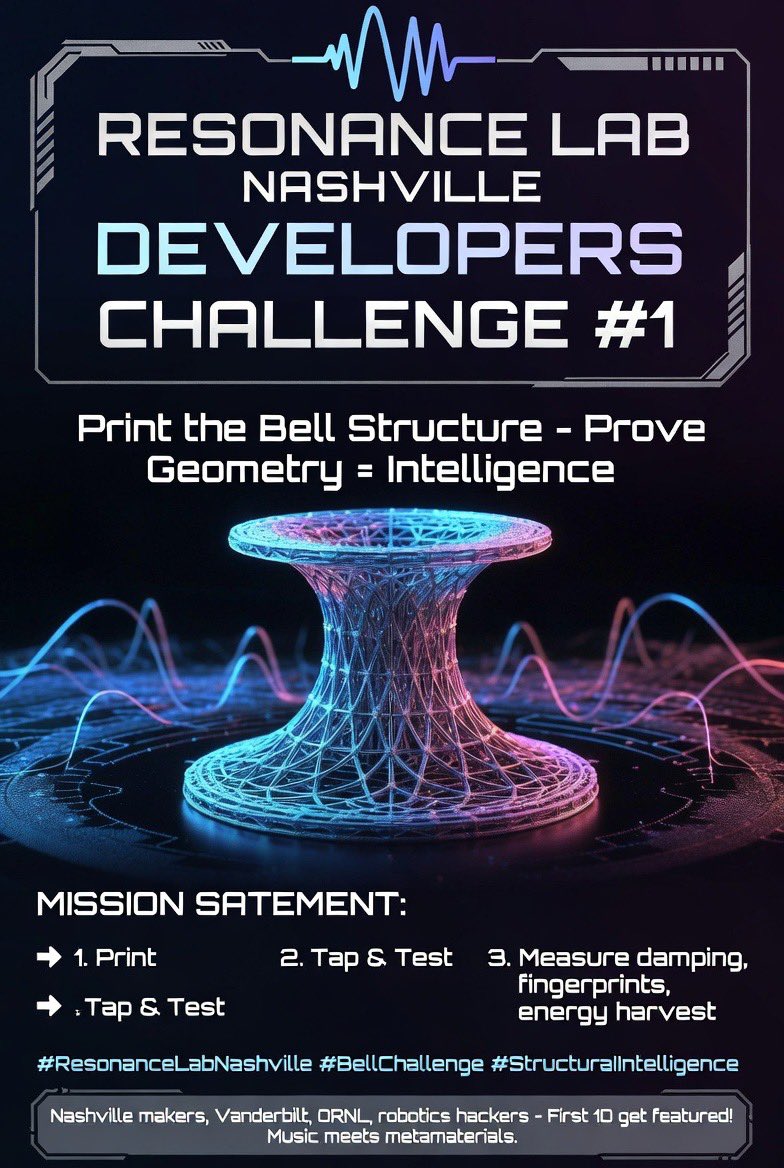EricCar05288984's tweet photo. Try piezo reactive filaments or make your own. #ResonanceLabNashville #BellChallenge #StructuralIntelligence #3DPrinting #LatticeStructures #Metamaterials #PhononicCrystals #Robotics #EmbodiedAI #MorphologicalComputation #Optimus #TeslaOptimus #MakerChallenge #NashvilleMakers #Vanderbilt #ORNL #AdditiveManufacturing #ResonantStructures #MechanicalNervousSystem #GeometryComputes #MakerCommunity #DIYRobotics #VibrationEngineering