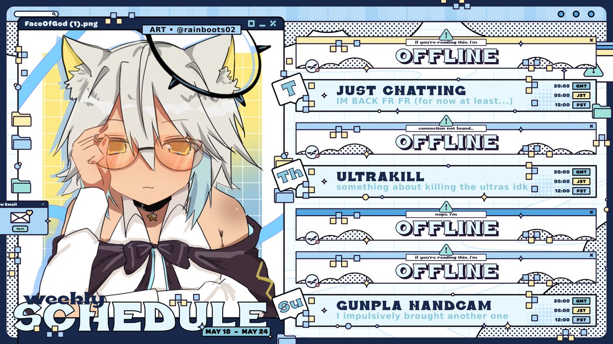 ALM4_VT's tweet photo. ░▒▓█ 🆆🅴🅴🅺🅻🆈 🆂🅲🅷🅴🅳🆄🅻🅴 █▓▒░

Your virtual assistant is back - I should be able to maintain scheduled streams again for a little while at least!!

See you soon!!! https://t.co/5hci1ZgXc7