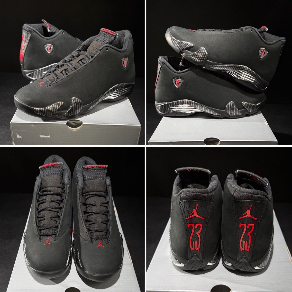 JustFreshKicks's tweet photo. CLOSER LOOK: Air Jordan 14 "San Diego State" (SDSU) PE ⛽️ https://t.co/oSwNaWl3Pb