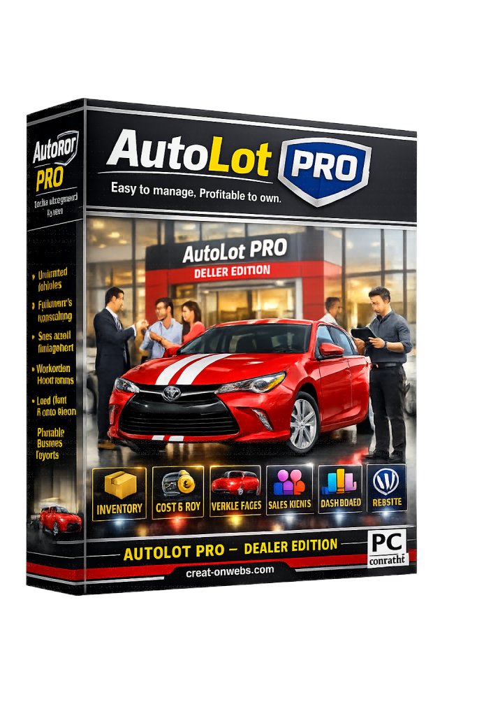 webartmiami's tweet photo. Why Dealers Love AutoLot‑Pro
Inventory Management — Full vehicle records, photos, status, and bulk CSV import/export.
Cost Tracking — Log every dollar invested into each unit.
Work Orders — Parts, labor, markup, and reconditioning tracking.

Profit & ROI — Real‑time calculations for every vehicle.

Lead CRM — Website leads auto‑captured and assigned.

Dashboard & Reports — Printable, dealer‑ready performance reports.

Public Inventory Website — Beautiful, mobile‑ready vehicle pages.#AutoLotPro #CarDealers #UsedCarDealership #DealerManagementSystem #DMS #InventoryManagement #AutoSales #CarDealershipSoftware #WordPressDealers #IndependentDealers #CarLotOwners #AutomotiveBusiness #DealershipTools #RunYourDealershipSmarter #ProfitableToOwn #CreationWebs
