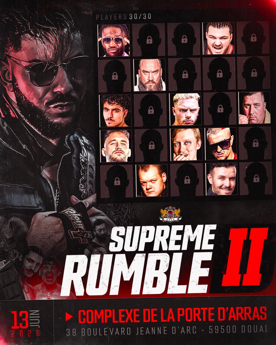 CACC59500's tweet photo. 🚨 SUPREME RUMBLE II 🚨

Voici tous les participants actuellement annoncés pour le SUPREME RUMBLE ‼️

Et ce n’est pas fini… d’autres annonces arriveront dans les jours à venir 👀

🎟️ https://t.co/UlkNisWpiq

📍 Complexe Sportif de la Porte d’Arras – Douai
🗓️ Samedi 13 juin 2026 https://t.co/aOhDZjmoXs