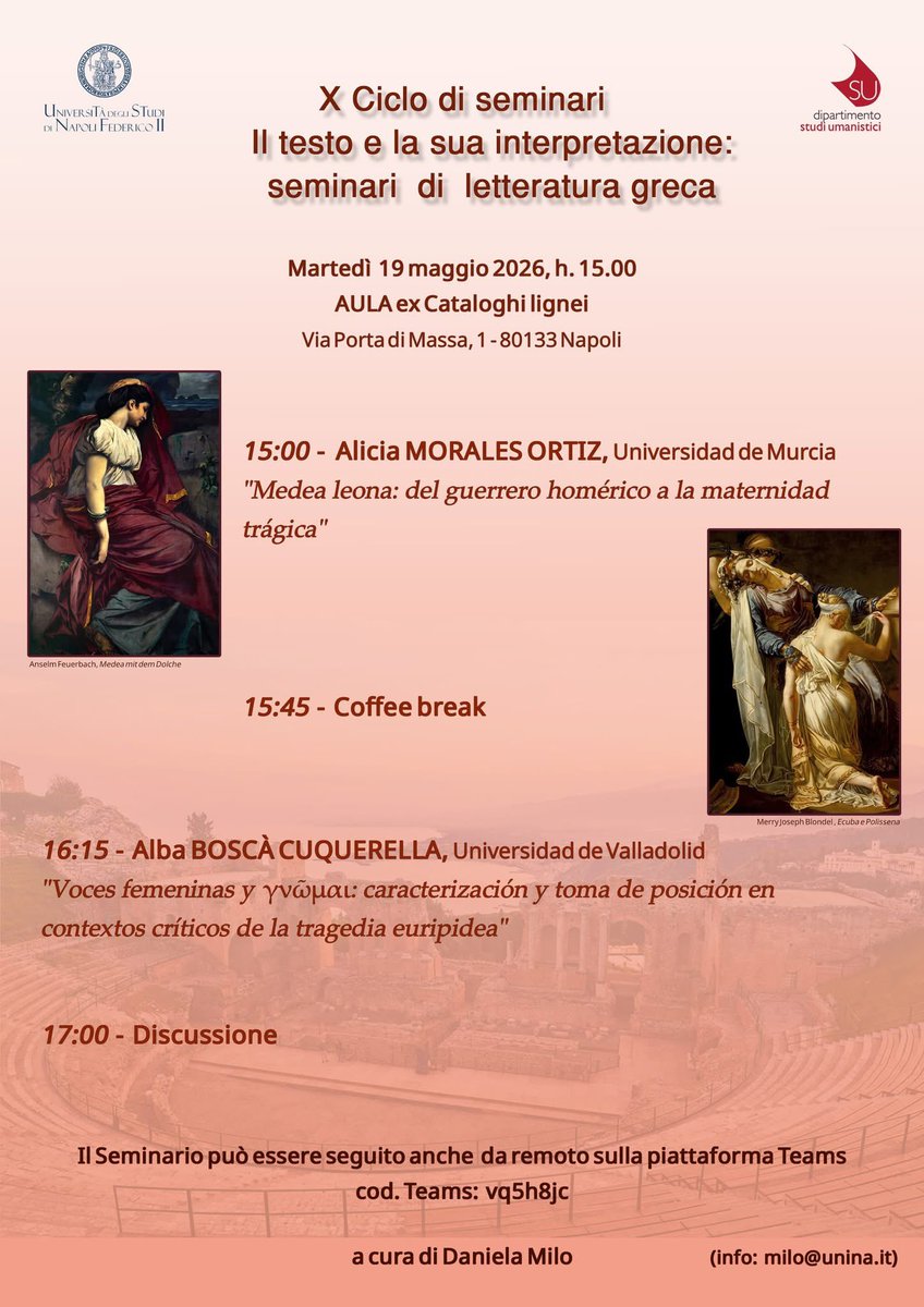 AliciaAhora's tweet photo. Mañana en #Nápoles Universidad Federico II @UMUClasicas https://t.co/E1Tqq93533
