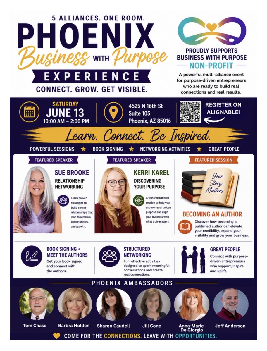 AZMetals's tweet photo. Join us for a powerful business with purpose experience! Open to the public. Please register! #Phoenix #networking #opentopublic https://t.co/6mFsJCQhOG