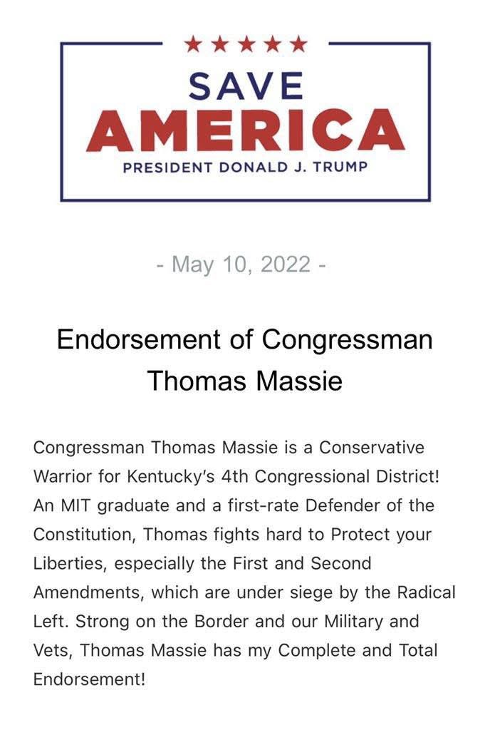 StephensonOhio's tweet photo. Just so nobody gets confused by Trump the shapeshifter, he was FOR Thomas Massie until Epstein. https://t.co/gyAFpkrTDe