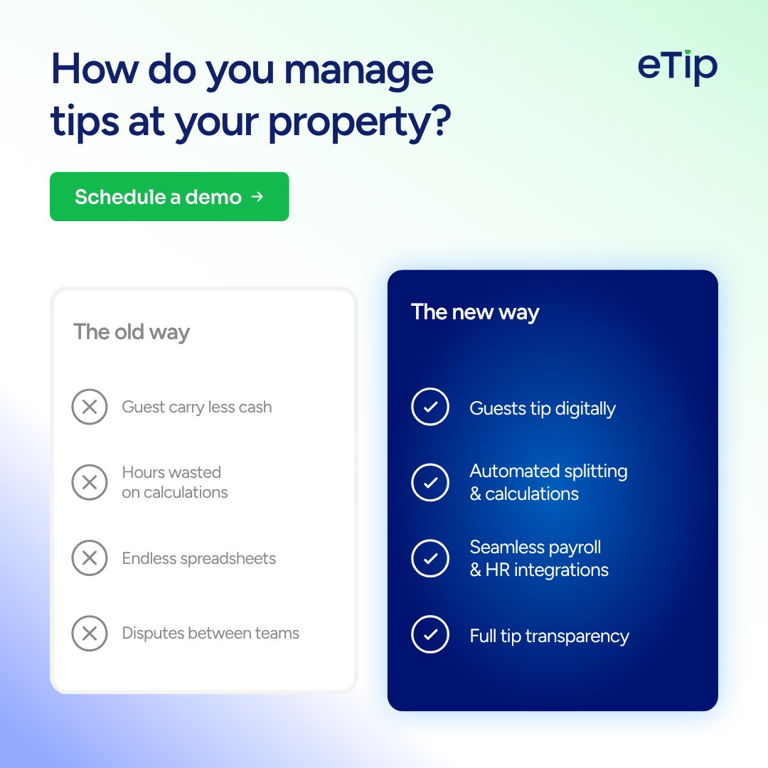 etip_io's tweet photo. Every property splits tips differently. That's why we built eTip to 𝐟𝐥𝐞𝐱 𝐚𝐫𝐨𝐮𝐧𝐝 𝐲𝐨𝐮𝐫 𝐫𝐮𝐥𝐞𝐬, not the other way around. 

Pool by shift, split by hours, assign by role, keep it even. 

You set the rules, we do the heavy lifting 👉 https://t.co/MsYp29u5hd https://t.co/5tYgQXMqie