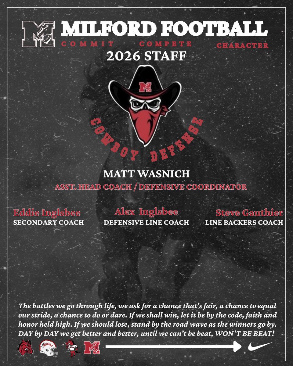 milford_fb's tweet photo. Milford’s 2026 Varsity Coaching Staff https://t.co/BgEIg6JMVg