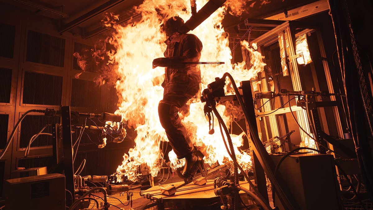 NCStateEngr's tweet photo. The original PyroMan™ manikin has been instrumental in evaluating thermal protective performance, researchers have long recognized a key limitation: real people don’t stand still in a fire. We've fixed that. https://t.co/QyGxy8VLwC https://t.co/ccKiyT6Rpo