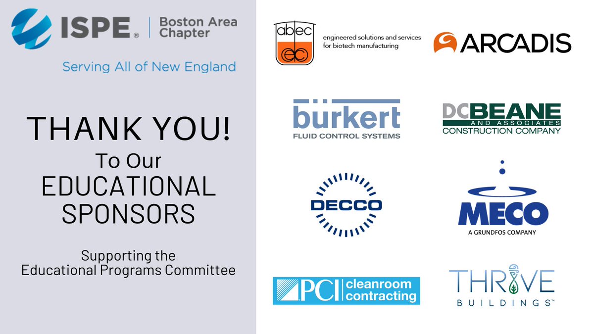 ISPEBoston's tweet photo. We have a full line-up of educational programs this month, thanks to the generous support of our sponsors. Be sure to keep an eye on our Chapter Calendar for future events. https://t.co/o7Y1yRTvFE