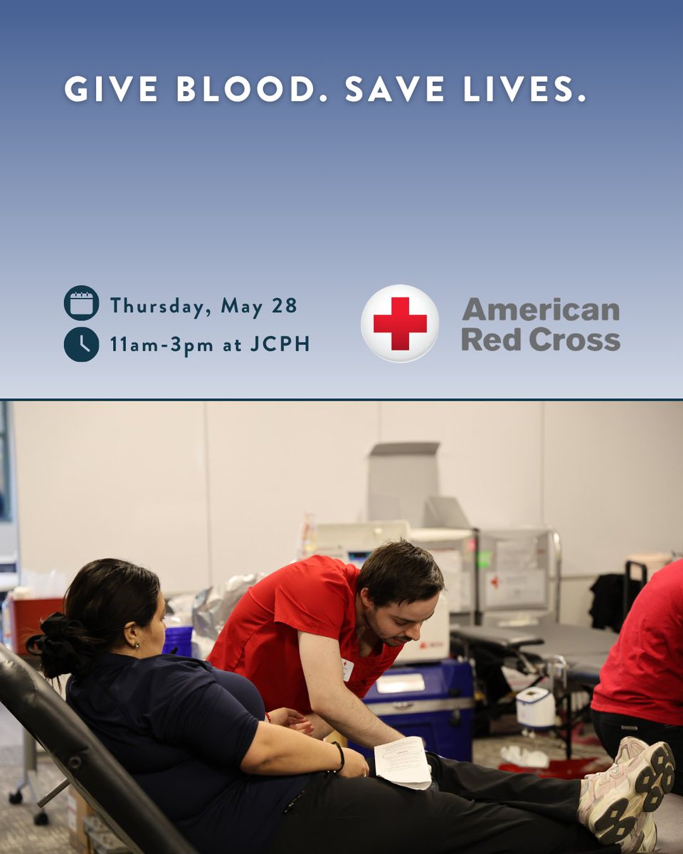 JacksonCountyPH's tweet photo. You can save as many as three lives when you donate blood. 

Join us Thursday, May 28 from 11am – 3pm for our next community blood drive, in partnership with the American Red Cross. Please call 1-800-RED CROSS or tap to schedule an appointment: https://t.co/TX9CyG94Tx https://t.co/cDiUYb0BlW