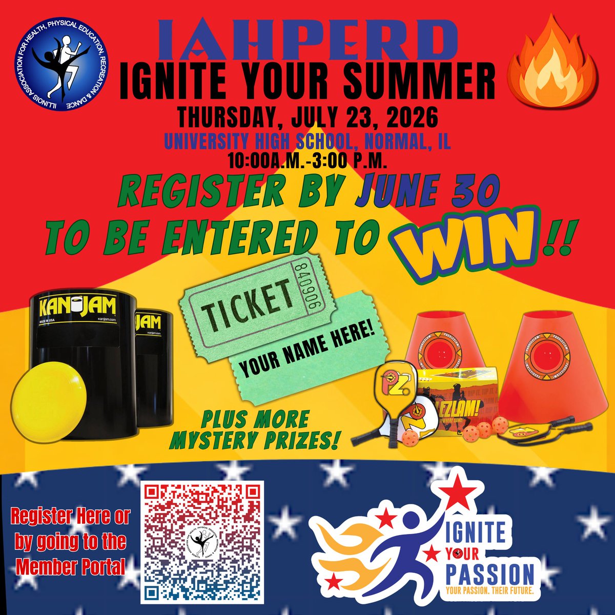 IAHPERD's tweet photo. DID YOU KNOW:
if you register for the "Ignite Your Summer Conference" by June 30th you will be entered into a special equipment raffle?
Register today in the member portal.  More info here: https://t.co/uOYxatMrMz, including the session list.
#PhysEd #HealthEd https://t.co/MUE9eIZGvD