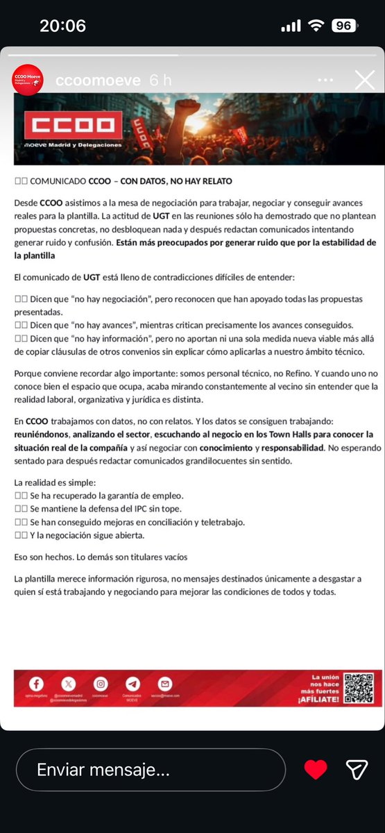 ccoomoeve's tweet photo. Aquí solo hay un sindicalismo el de CCOO lo otro no sabemos lo que es https://t.co/fmTfmrt1Cg