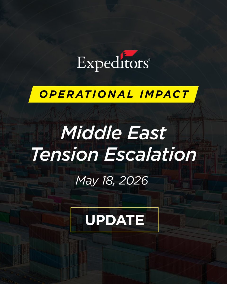 EXPD_Official's tweet photo. Read our latest update on how operational disruptions in the Middle East continue to affect transportation networks and regional supply chains.

Continue to stay informed and contact your local Expeditors representative for more details:
https://t.co/CIJBy0XAje https://t.co/6vLn4TnysI