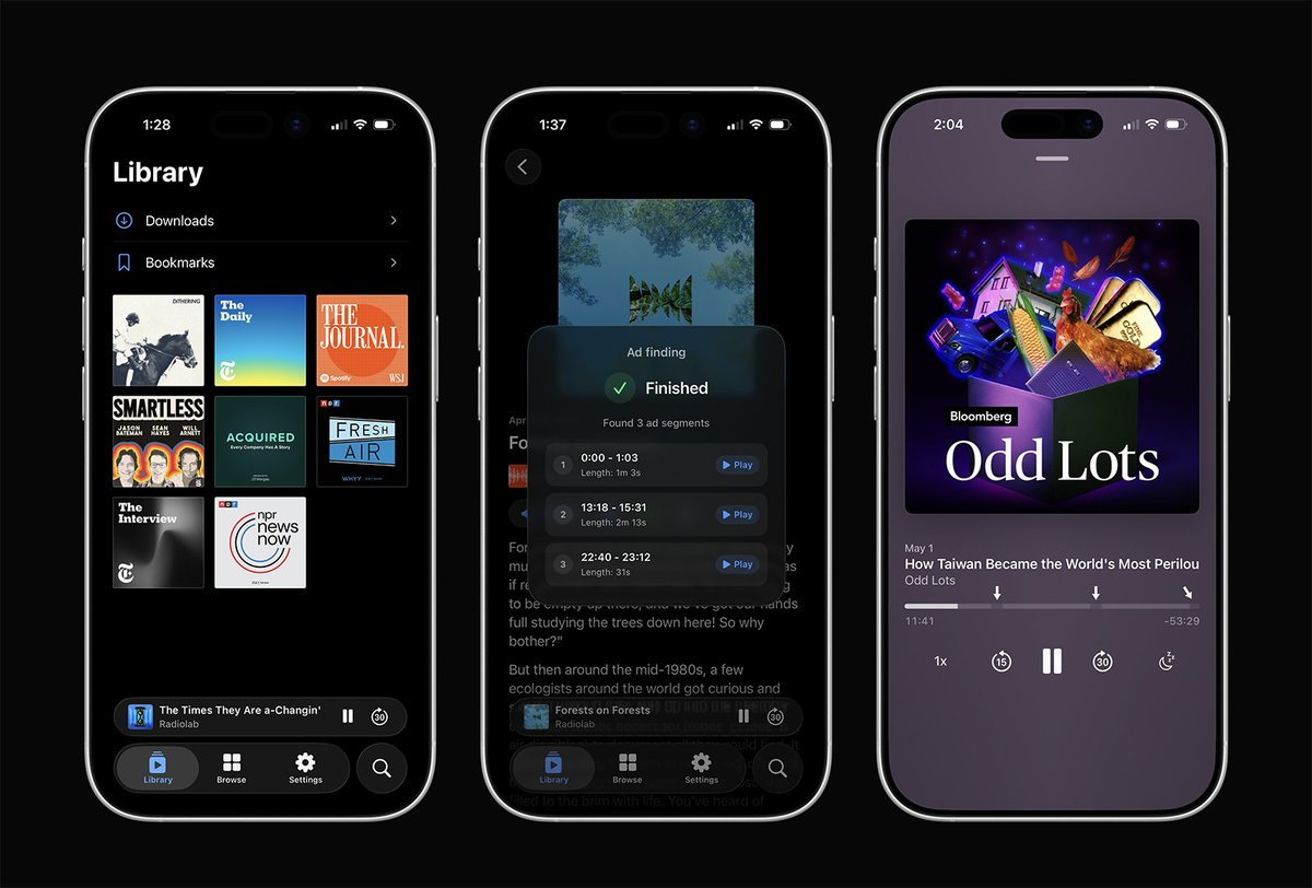 hamza_q_'s tweet photo. drea is the first podcast app with free ad block.
It can find ads in episodes and skip them.
The UI/UX is on par with Apple Podcasts / Spotify, so it doesn't feel like a downgrade to switch to it.
From today on, you never have to listen to a podcast ad again. tearsofjoy.jpeg 🥹 https://t.co/A1Glybfx4u