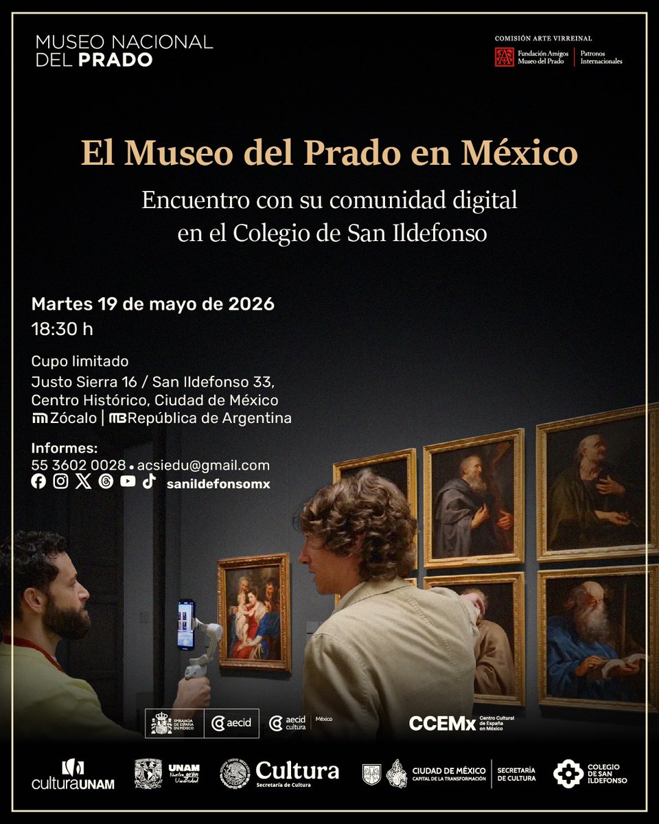 ArteInformado's tweet photo. 🇲🇽 El @museodelprado tiene más de 750.000 seguidores mexicanos. Por primera vez, ese vínculo digital se convierte en presencial.

Nuestro editor en México, Diego del Valle, participa mañana en el encuentro para hablar sobre el panorama cultural en el país.

🎟 Entrada libre hasta completar aforo 👉 https://t.co/s4R0dhSXGk