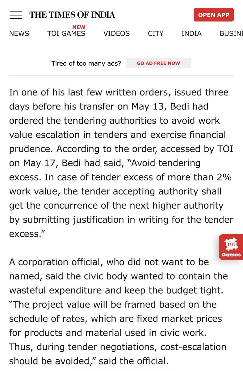 omjasvinMD's tweet photo. One of the best picks in the bureaucratic transfers is Gagandeep Singh Bedi for MAWS department which is directly headed by chief minister C Joseph Vijay.

Here’s a key point from my story in May 2023 for @TOIChennai . The last order Bedi signed before his transfer from Greater Chennai Corporation was a direction to officials to ensure there was no cost excess in bidding. This means, if a project is Rs 100, the value should not go above Rs 100 during bidding. This directly hurt many contractors, ministers, councillors and politicians, who otherwise enjoyed a flat 10.5% escalation in bidding, which sometimes went up even by 30%.

He had directed the officials to give a written explanation even for a 2% excess in project value making it difficult for tender inviting authorities to allow bid escalations. Tenders going in minus of the work value did not benefit both the contractors and politicians, and did not go well with the larger ecosystem. 

With MAWS and its sister departments largely concerning tenders and corruptions surrounding it, Gagandeep Singh Bedi’s  expertise and authority can help in regulation.

https://t.co/4JZpp87p1K
